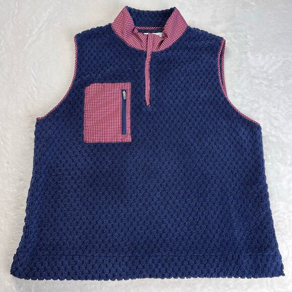 Peter Millar Jackets & Blazers - Peter Millar Women's Sherpa Navy Blue 1/4 zip Vest Size XL
